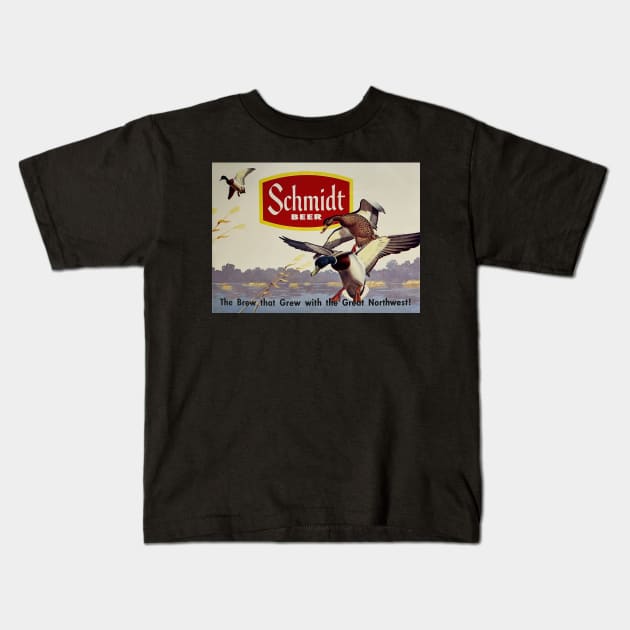 Schmidt Beer Duck Hunting Vintage Retro Kids T-Shirt by BarryJive